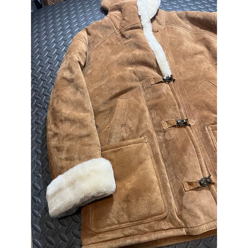 Vintage Gallery Genuine Leather‎ Faux Fur Lined Jacket Size Large Y2K Womens - Picture 4 of 12